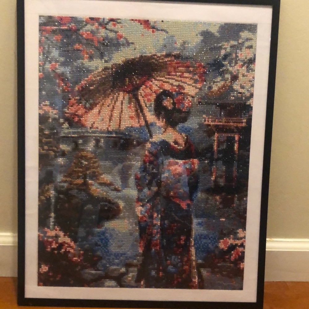 Elegant Geisha Wall Art in Black Frame